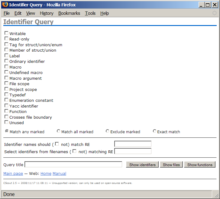 The identifier query form.