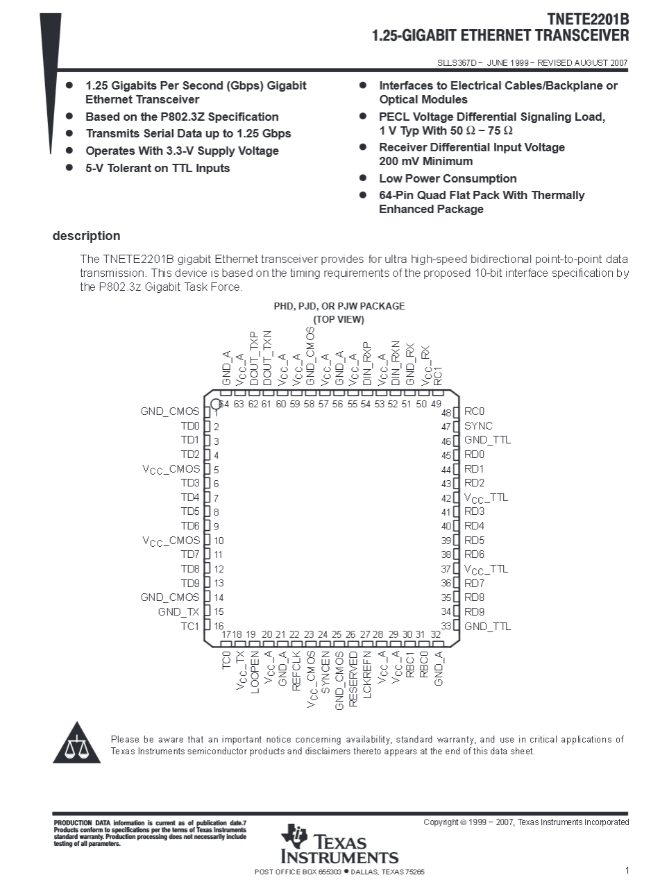 TNETE2201B data sheet