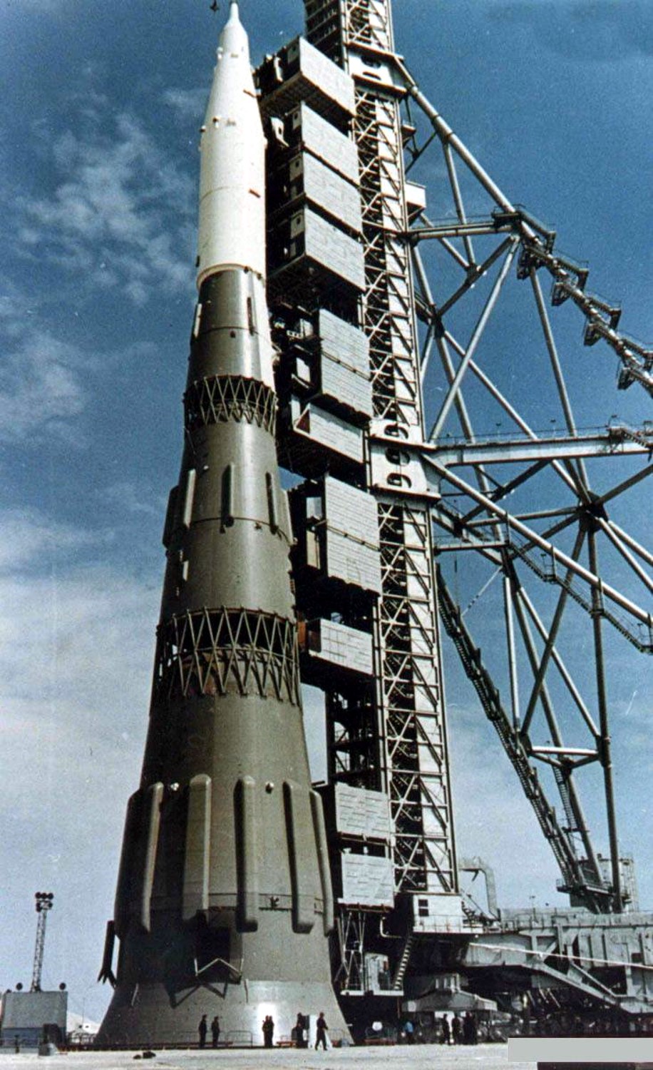 The N1 rocket on the Baikonur launch pad