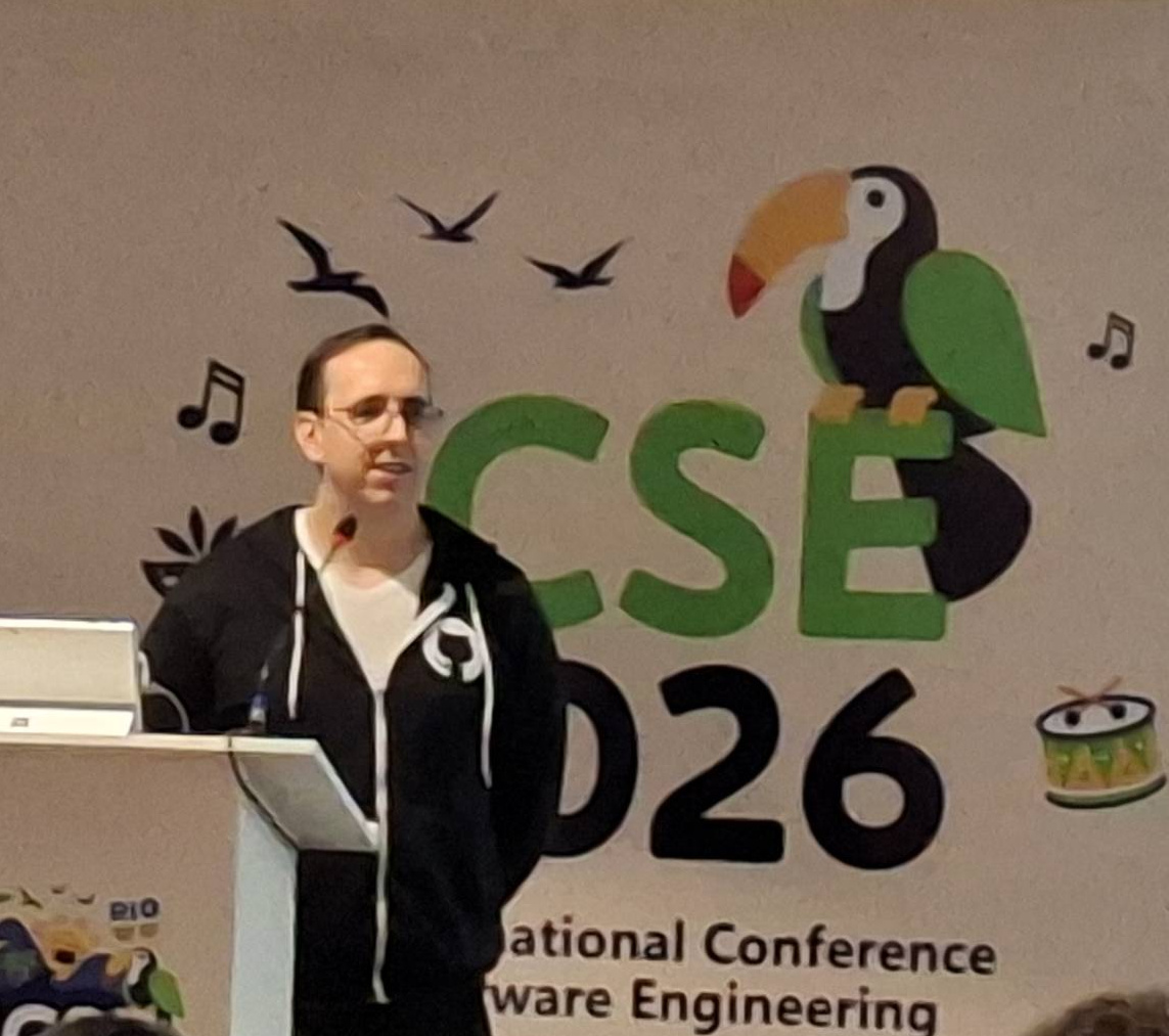 Emerson Murphy-Hill at the MSR 2026 podium